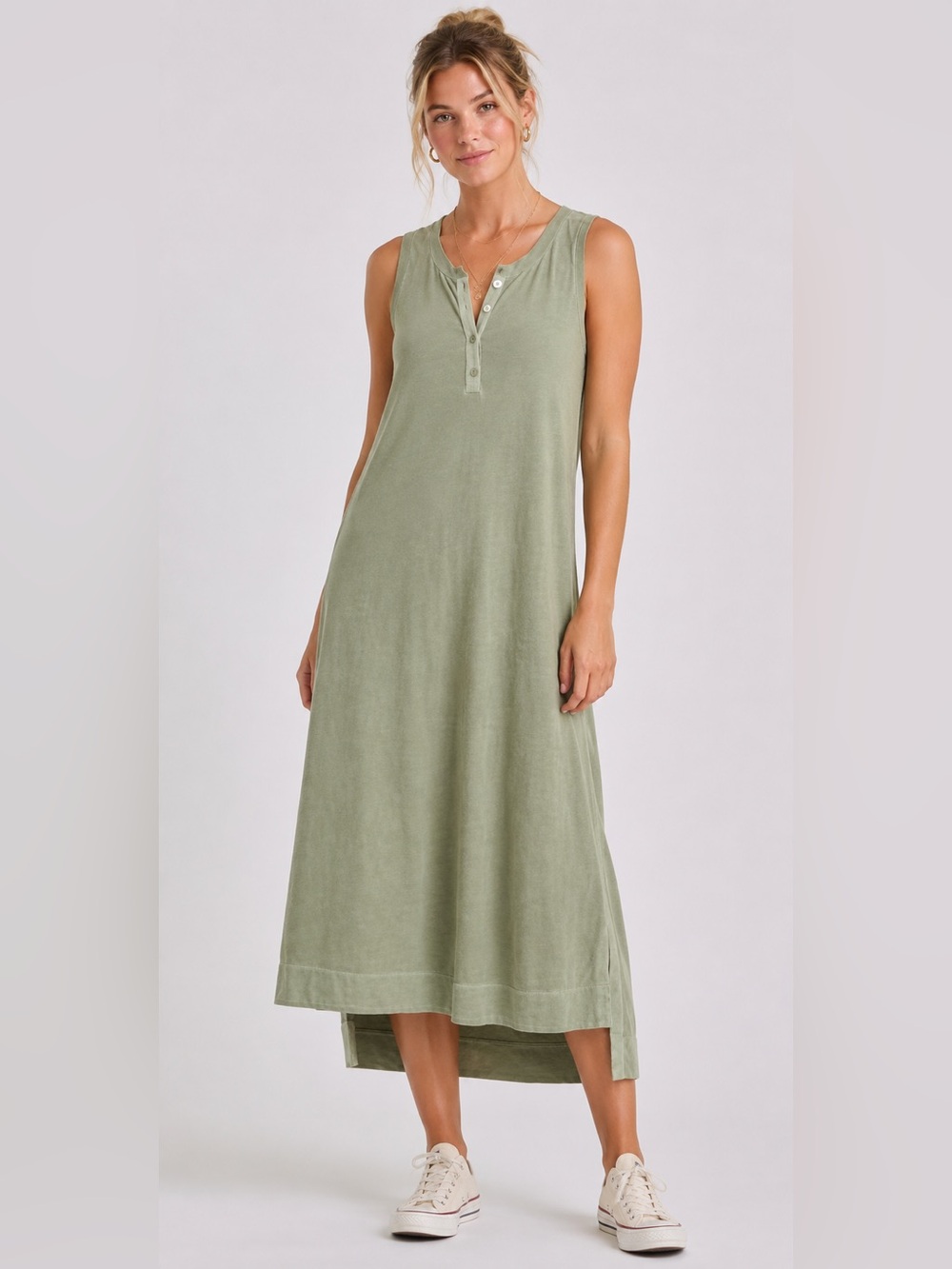 Anthropologie Green Sleeveless Midi Dress